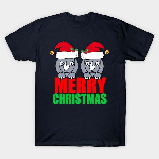 Merry Christmas Rhinos T-Shirt by epiclovedesigns